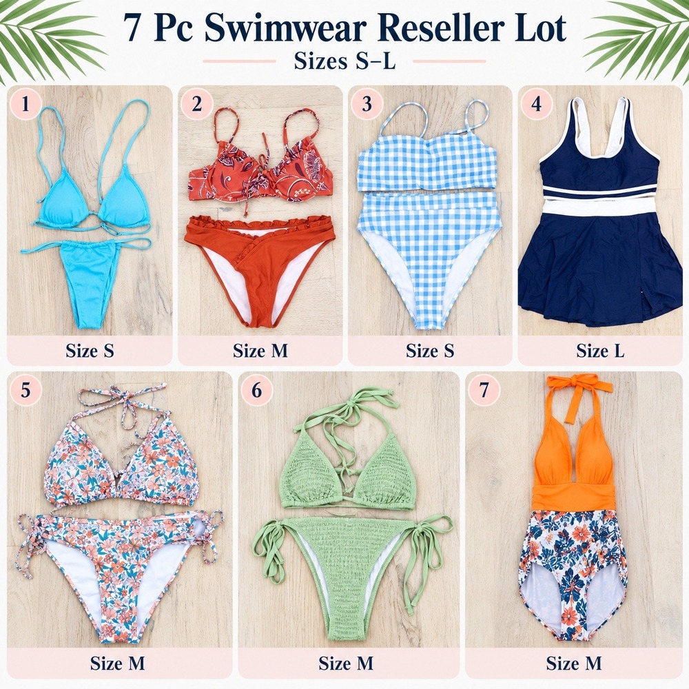 7 Pc Womens Swimwear Reseller Lot S M L Bikini One Piece Sets Boutique Inventory